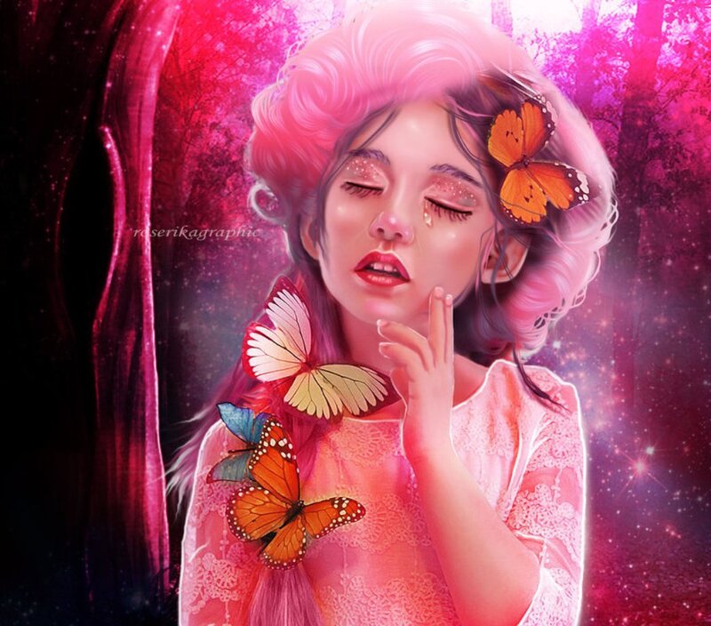 Girl with Butterflies — Pink