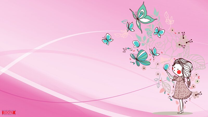 girl with butterflies wallpaper
