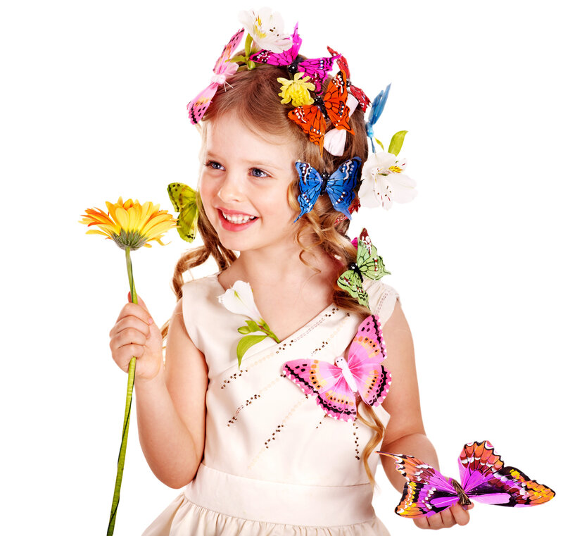 Girl with Butterflies — White
