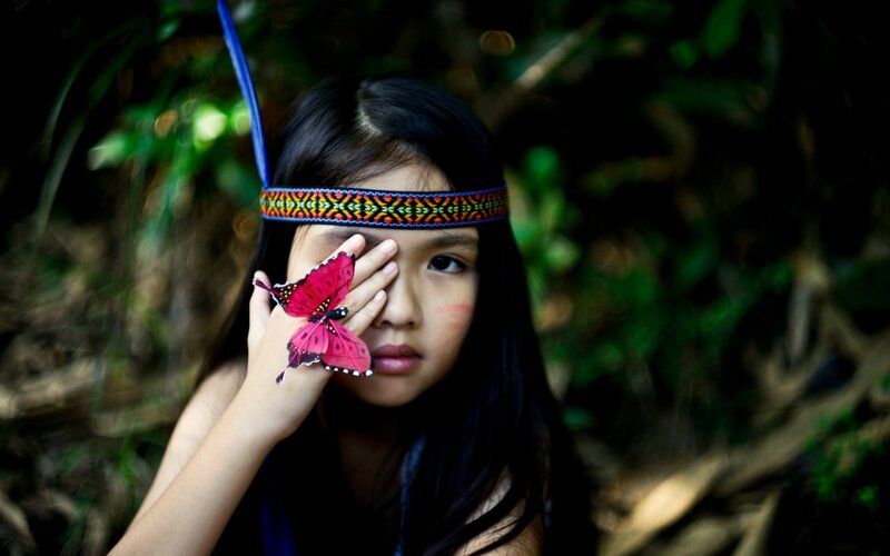 Girl with Butterfly — Black, Serene