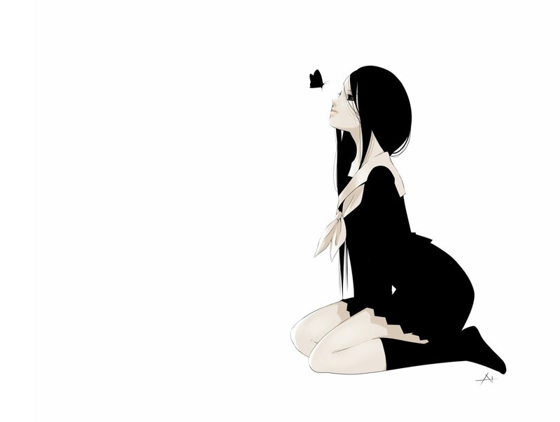 Girl with Butterfly — Black