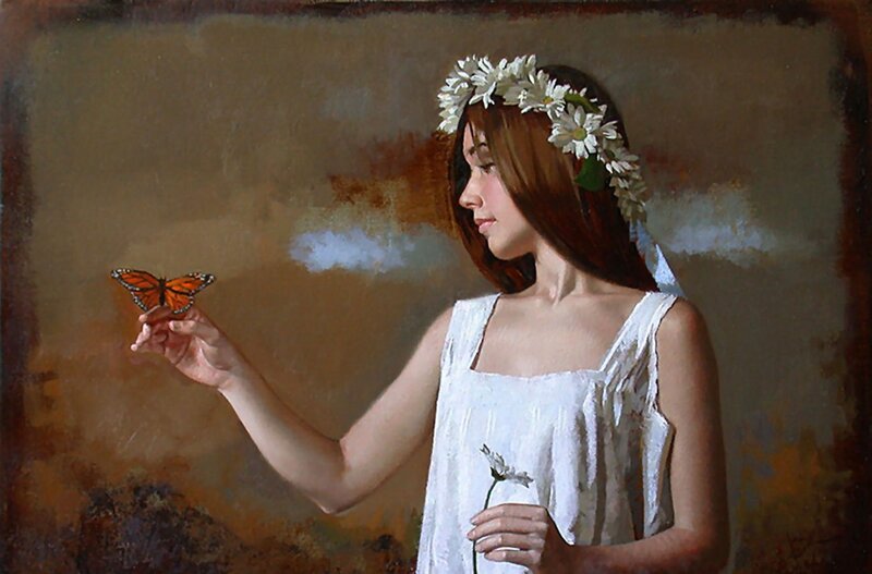 Girl with Butterfly — Brown