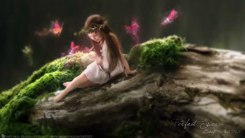 Girl with Butterfly Crown — Green