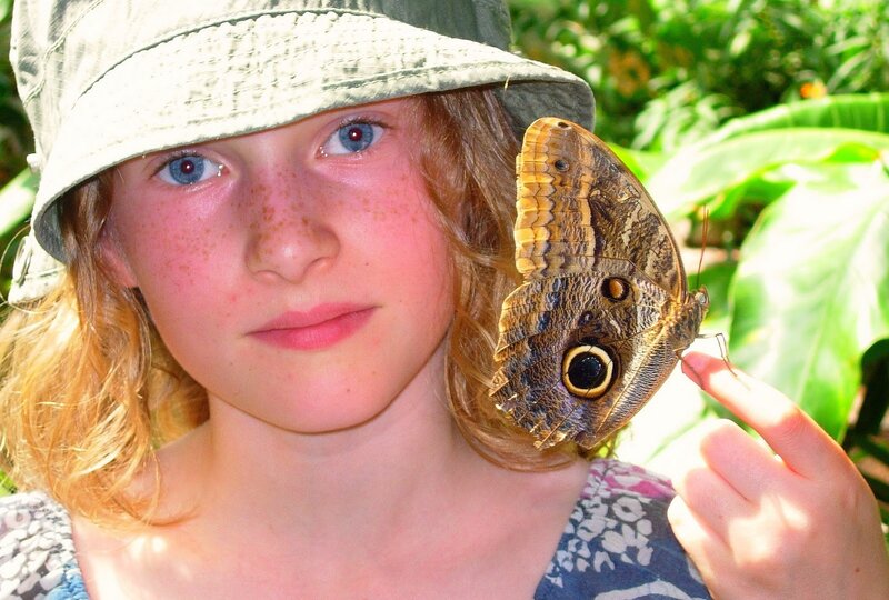 Girl with Butterfly — Green, Calm