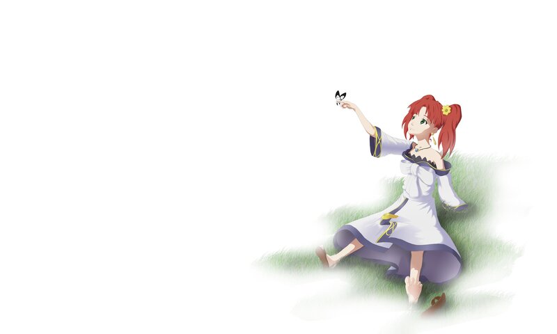 girl with butterfly in grass