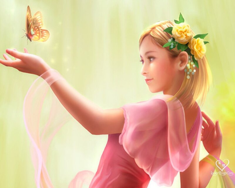 Girl with Butterfly — Pink