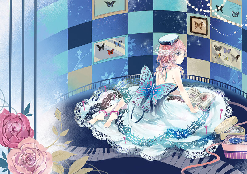 Girl with Butterfly Wings — Blue, Dreamy