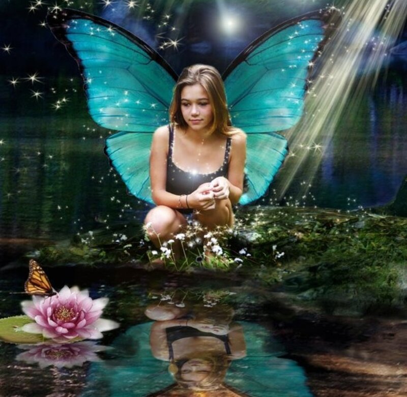 Girl with Butterfly Wings — Blue, Magical