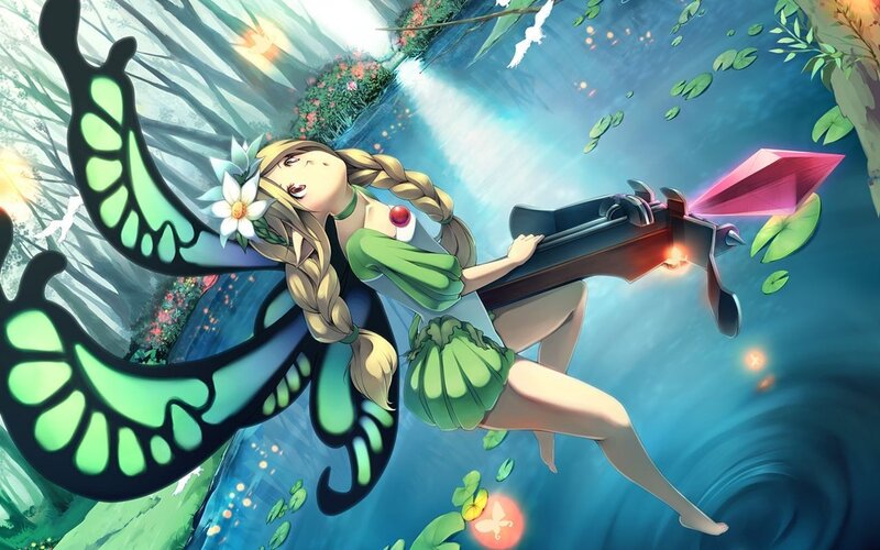 Girl with Butterfly Wings — Green, Serene, Afternoon