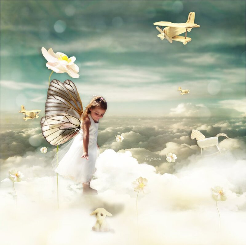 Girl with Butterfly Wings — White