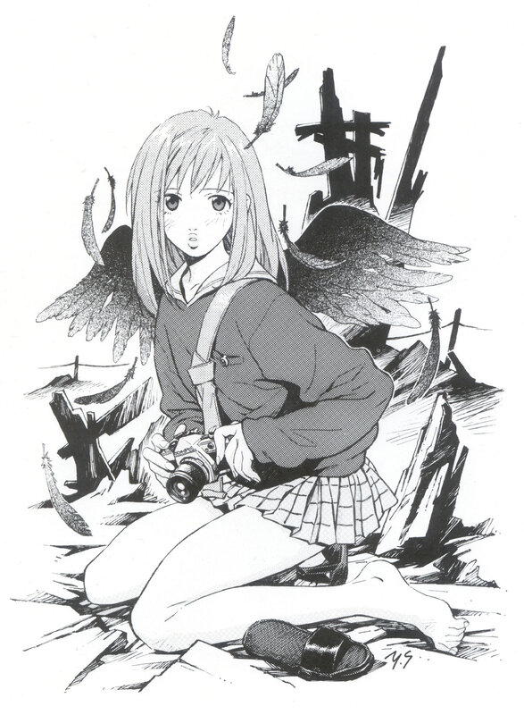 girl with camera and wings