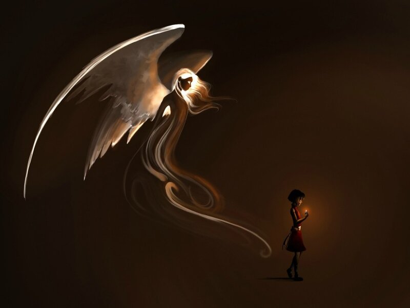 Girl with Candle and Angel