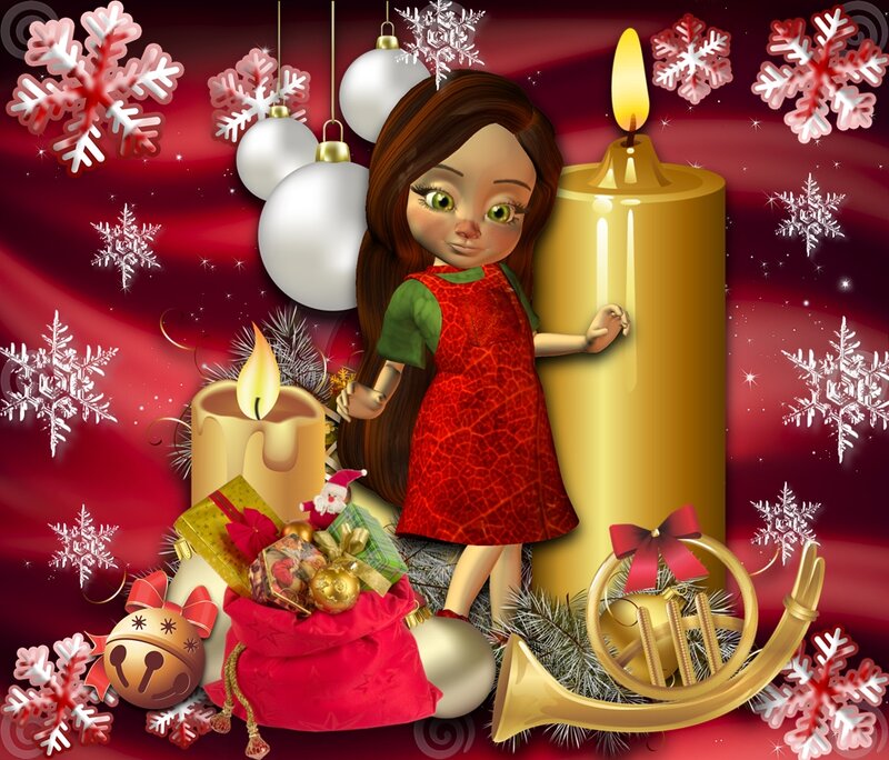 Girl with Candles and Gifts