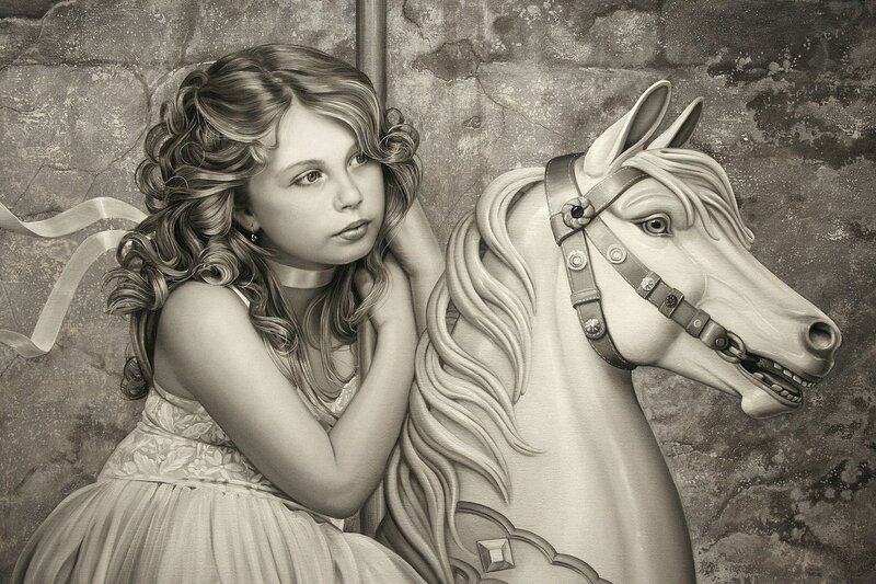 girl with carousel horse