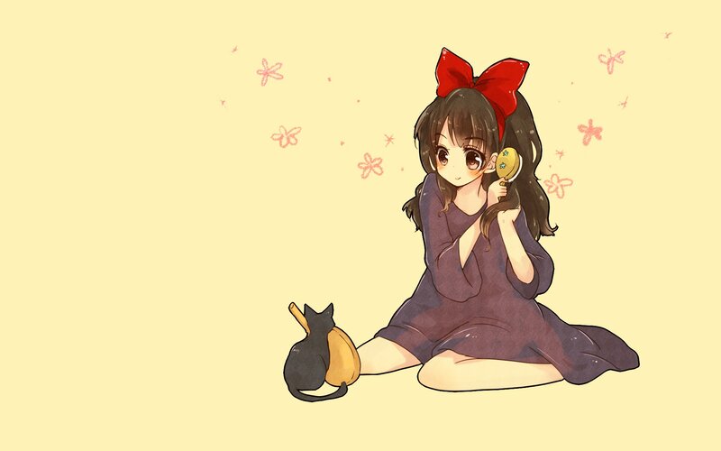 girl with cat and mirror