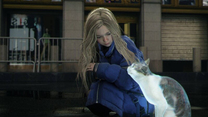 Girl with Cat — Blue, Somber