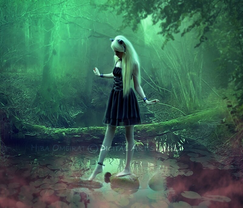 Girl with Cat Ears — Green