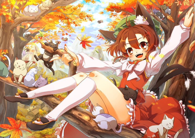 Girl with Cat Ears in Tree — Orange