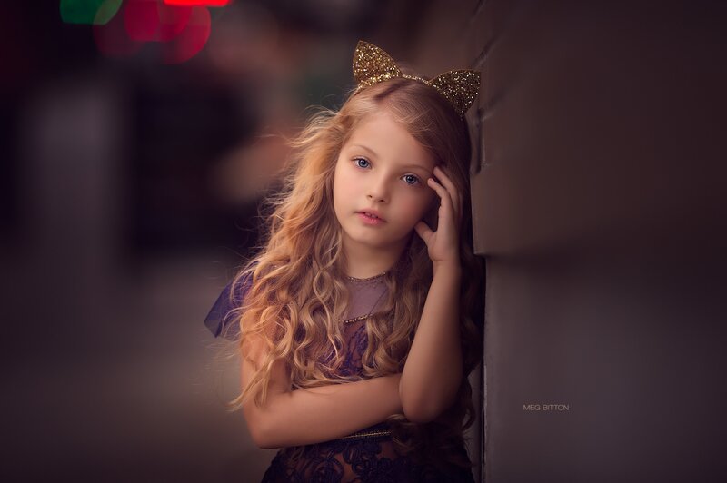 Girl with Cat Ears — Purple, Dramatic