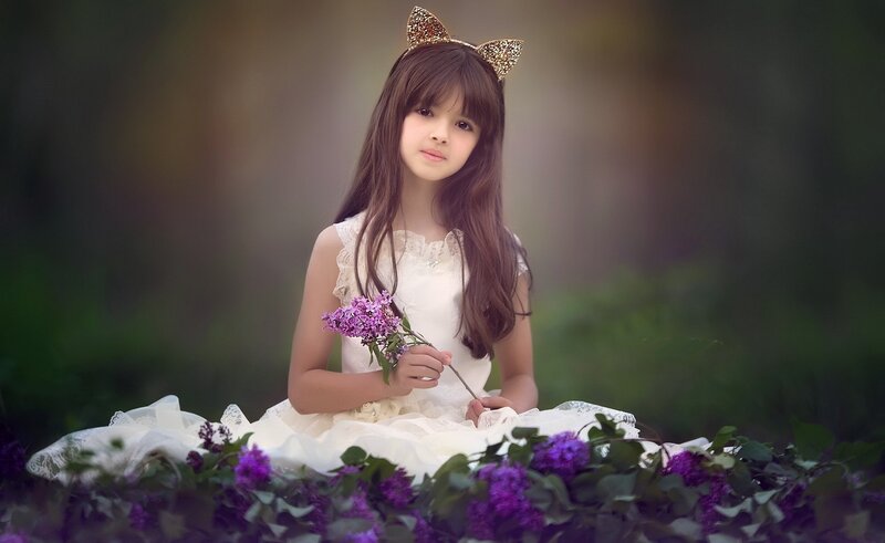 Girl with Cat Ears — White, Serene