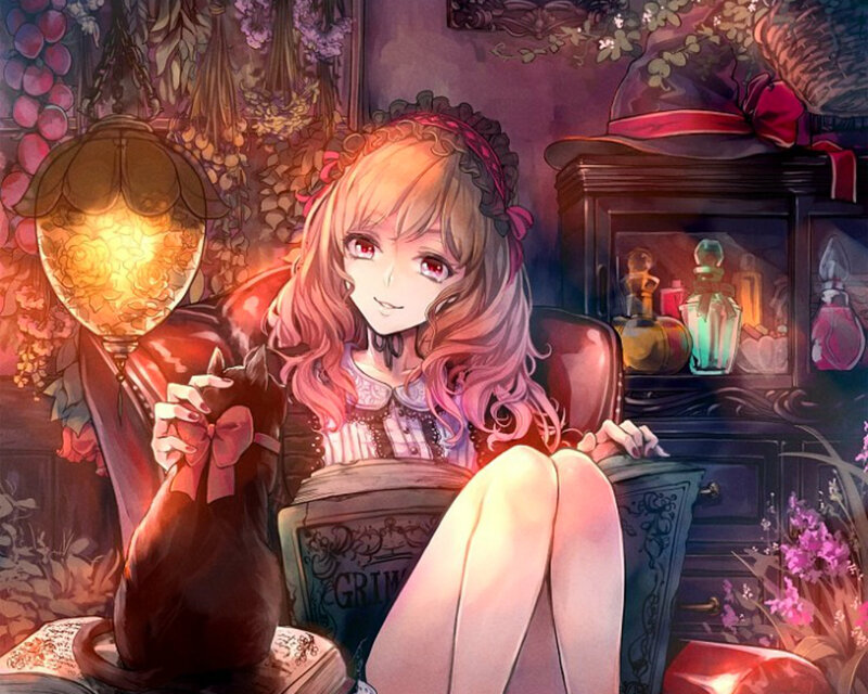 Girl with Cat in Chair