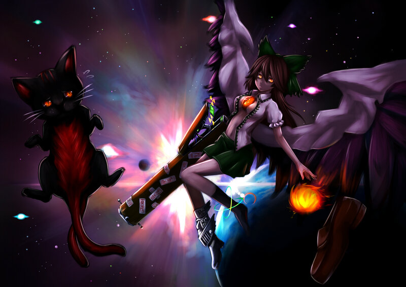 Girl with Cat in Space