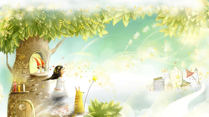 Girl with Cat in Tree