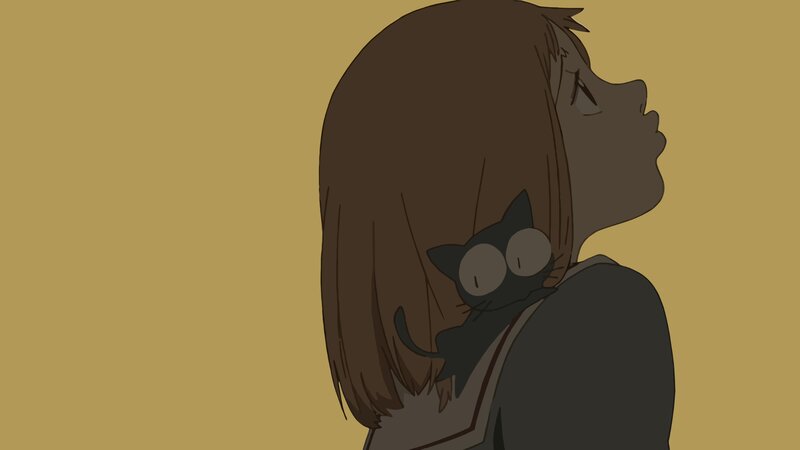 Girl with Cat on Shoulder