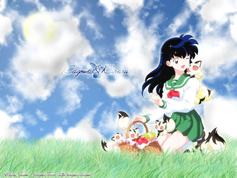 Girl with Cats in Field — Blue