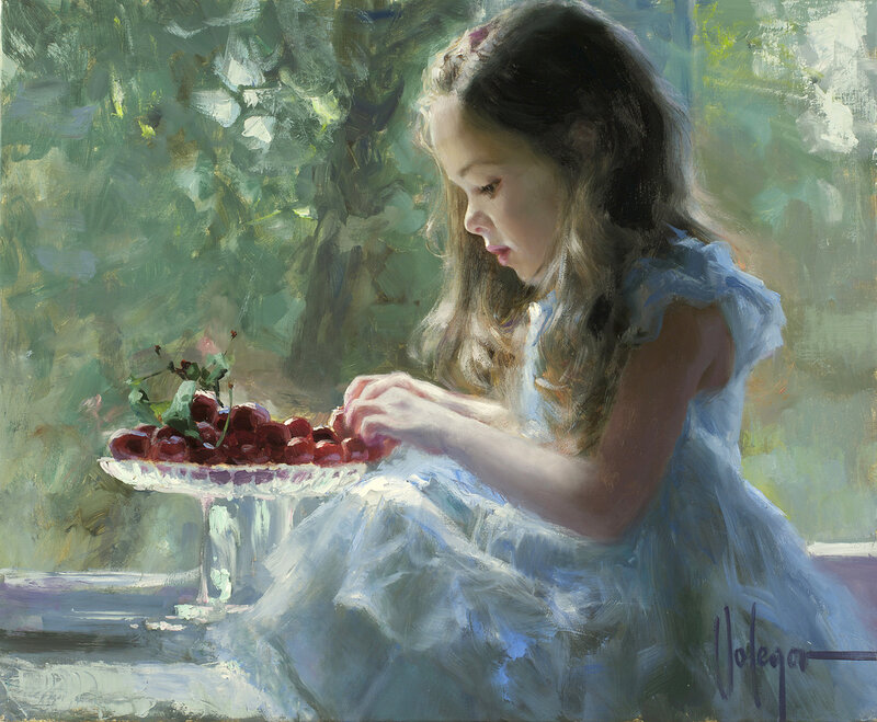 Girl with Cherries — Blue
