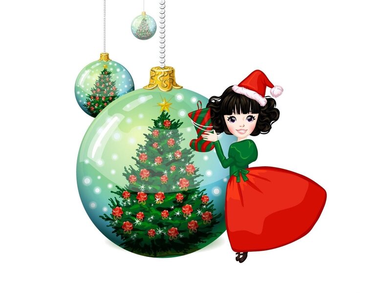 girl with christmas ornaments