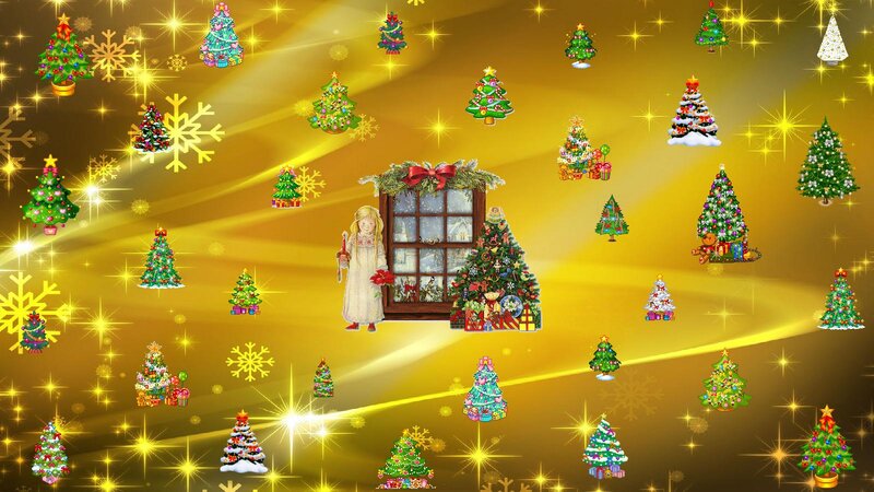 Girl with Christmas Tree — Gold