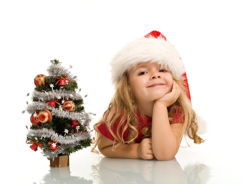 Girl with Christmas Tree — White