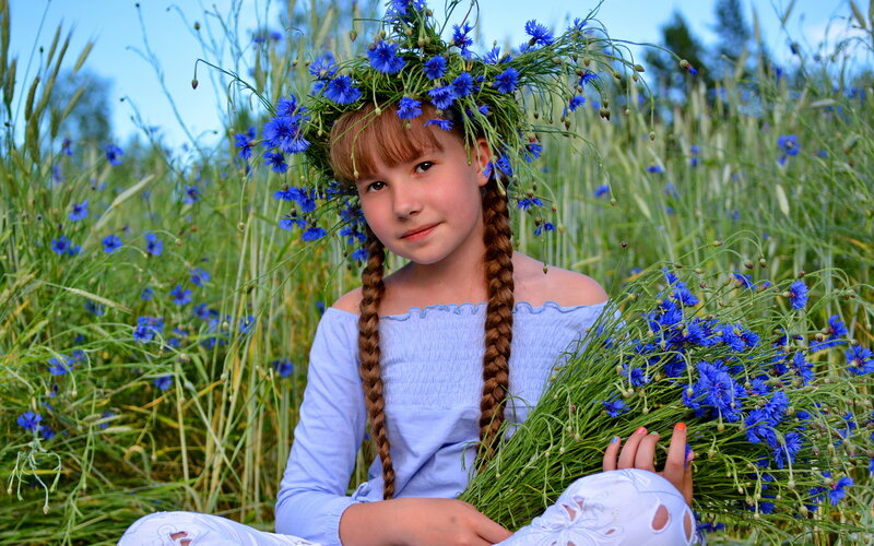 Girl with Cornflower Crown