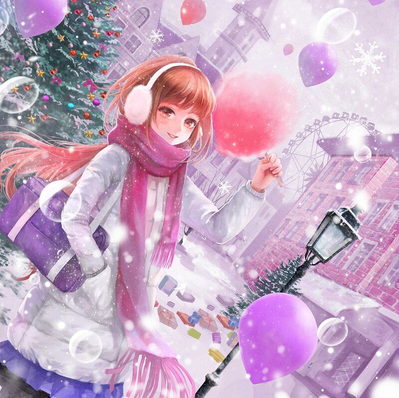 Girl with Cotton Candy — Purple