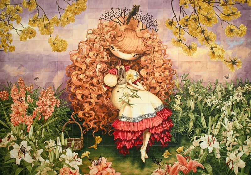 Girl with Curly Hair — Yellow