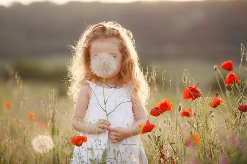 Girl with Dandelion — White