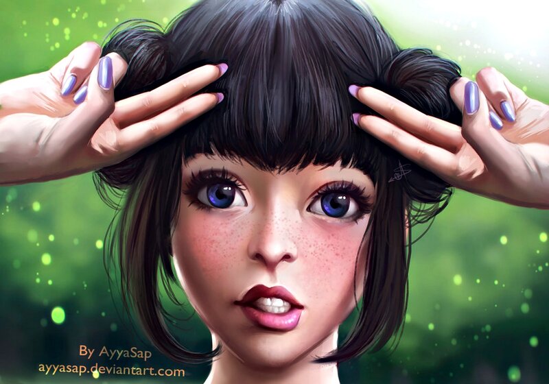 Girl with Dark Hair — Green