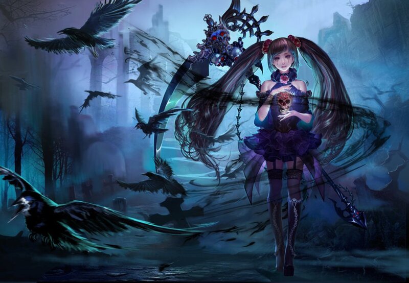 Girl with Dark Wings — Blue