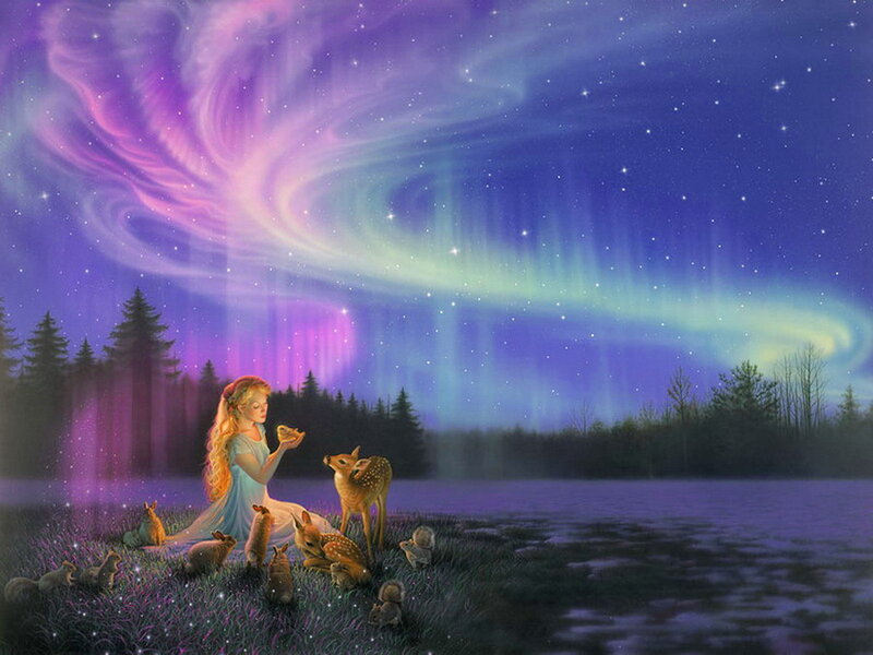 Girl with Deer and Animals