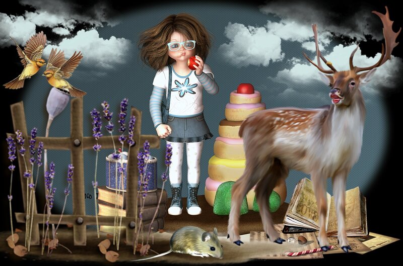 Girl with Deer and Cake