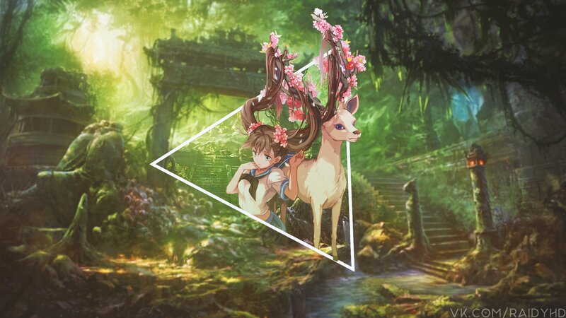 Girl with Deer — Green
