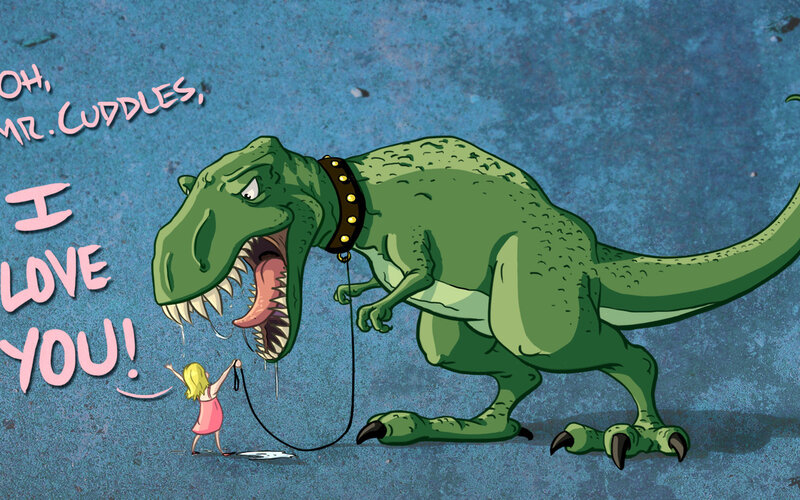 Girl with Dinosaur — Green