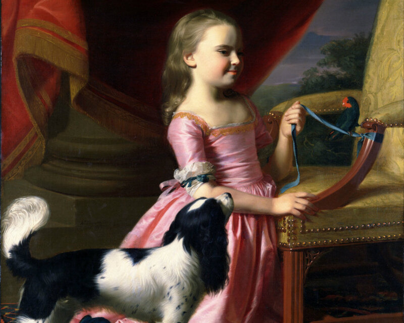 Girl with Dog and Parrot
