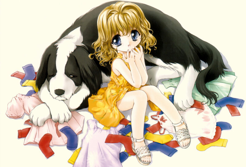 Girl with Dog in Clothes