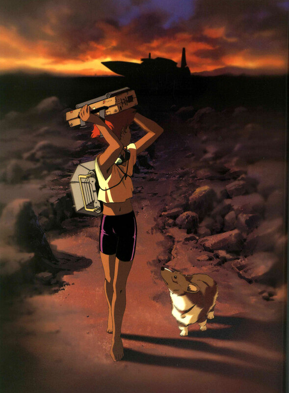 girl with dog in wasteland