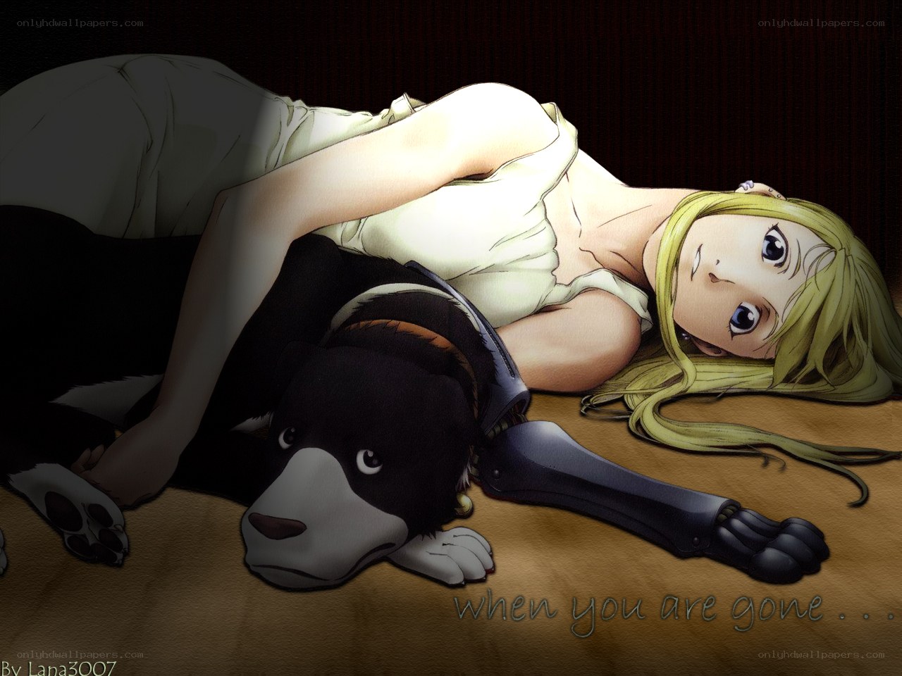 girl with dog on floor
