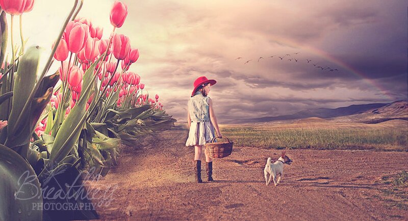 Girl with Dog on Path