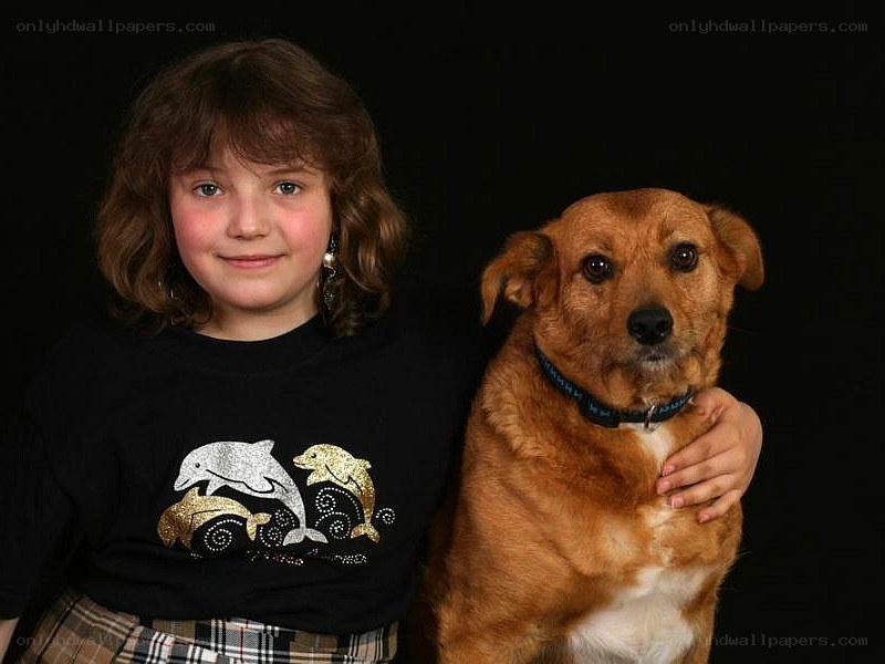 girl with dog portrait