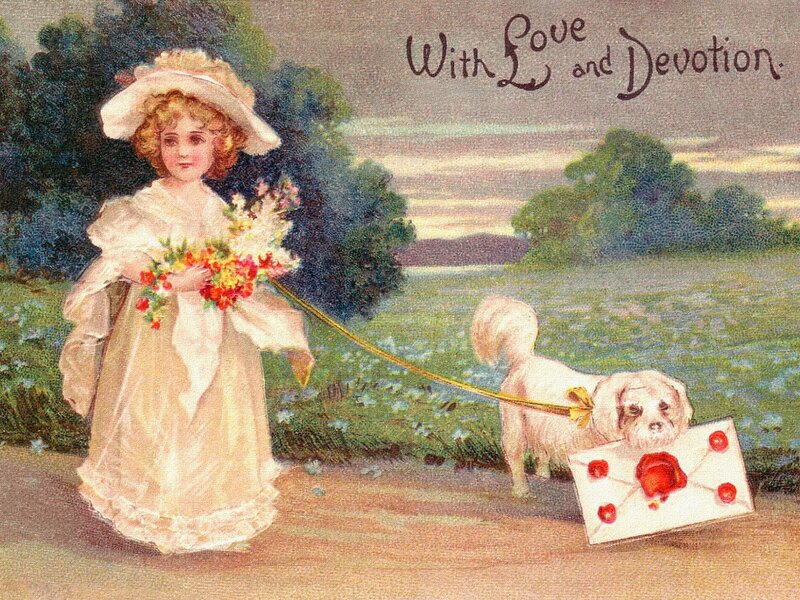 Girl with Dog — White, Serene